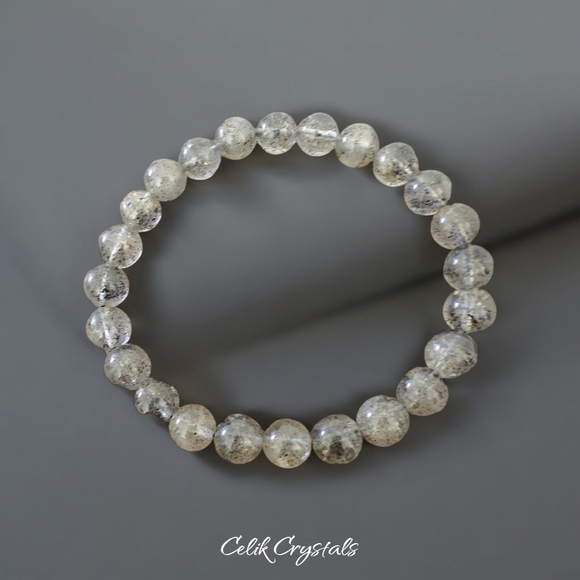 Black Strawberry Quartz Bracelet Natural Stones 8mm Stretches Unisex Bracelet - Picture 3 of 6